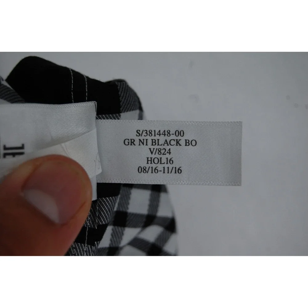 Banana Republic Mens Non Iron Plaid Button Down Shirt Black White Size‎ Medium